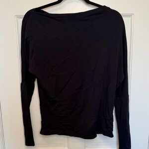 Bleusalt Boat Neck Long Sleeve Top Deep Navy Tencel Modal Stretch Tee Size 2